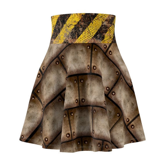ACHTUNG Wasteland Skater Skirt Badlands Graphic Post Apocalyptic Dystopian Grunge Industrial Rust Caution Crime Scene Tape