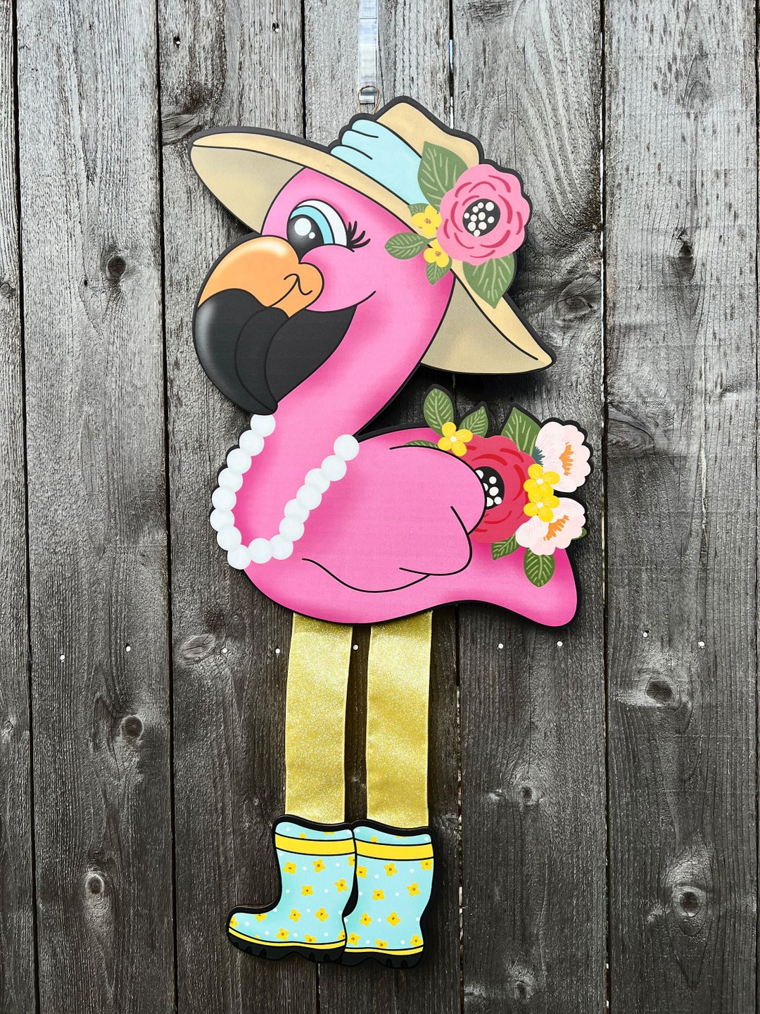 Pink Flamingo Door Hanger Flamingo Cruise Door Decor Storm Etsy