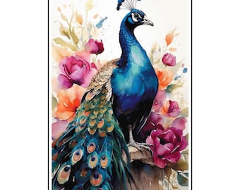 Peacock Cross Stitch Pattern. Large size. Instant Download, Counted Cross Stitch, Embroidery Art, Pattern keeper compatible.