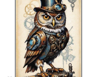 Steampunk Owl Cross Stitch Pattern full coverage, Instant Download, PDF, Counted Cross Stitch, Pattern keeper compatible.