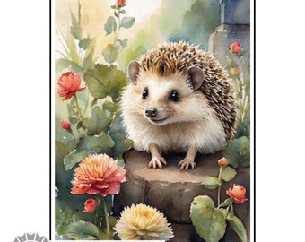 Hedgehog Cross Stitch Pattern. medium size. Instant Download, Counted Cross Stitch, Embroidery Art, Pattern keeper compatible.