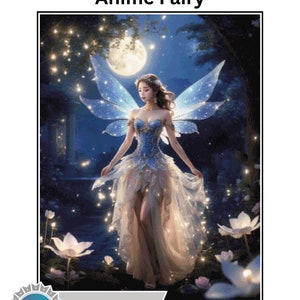 Fairy Cross Stitch Pattern, anime. full coverage, Instant Download PDF, Counted Cross Stitch, Embroidery Art, Pattern keeper compatible.