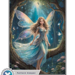 Fairy in the woods Cross Stitch Pattern full coverage, Instant Download PDF, Counted Cross Stitch,  Pattern keeper compatible.