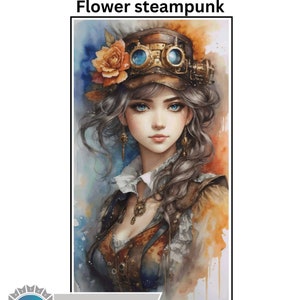 Watercolor Flower Steampunk Cross Stitch Pattern, Instant Download, PDF, Counted Cross Stitch, Embroidery Art, Pattern keeper compatible.