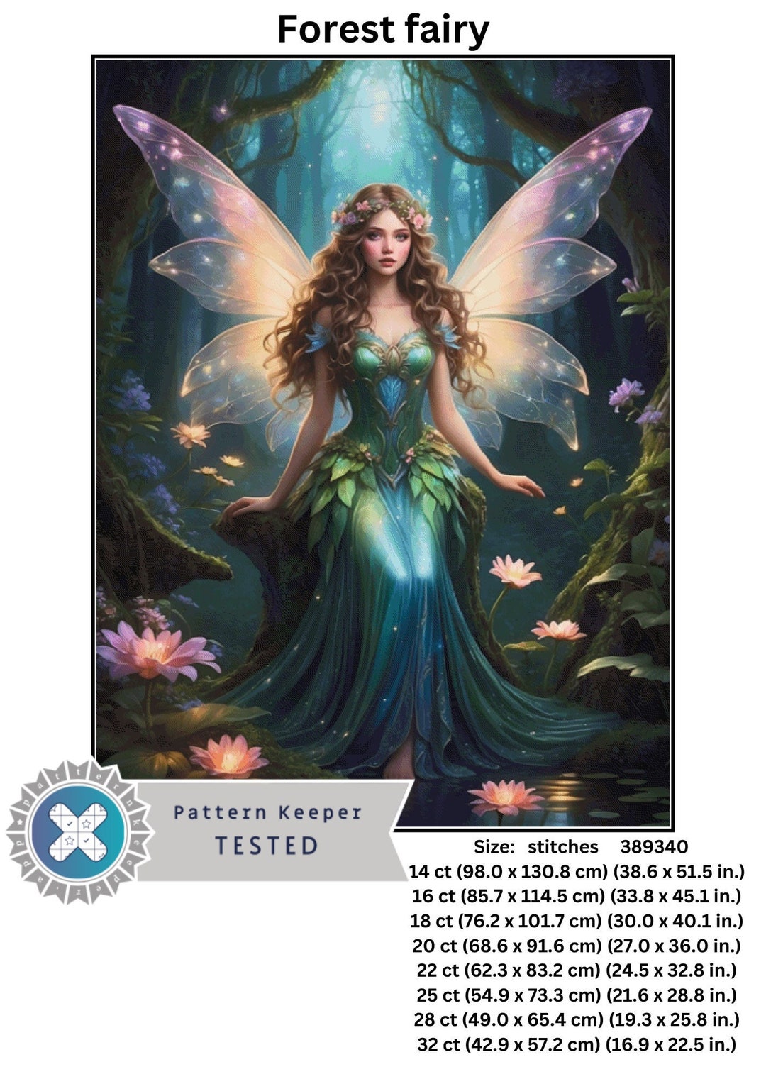 Forest Fairy Cross Stitch Pattern Full Coverage, Instant Download PDF ...