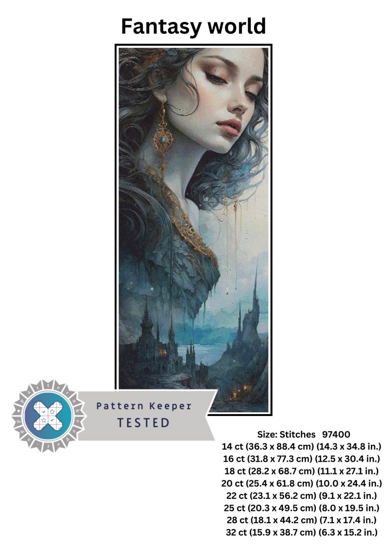 Fantasy World, Full Coverage Cross Stitch Pattern, Instant Download PDF