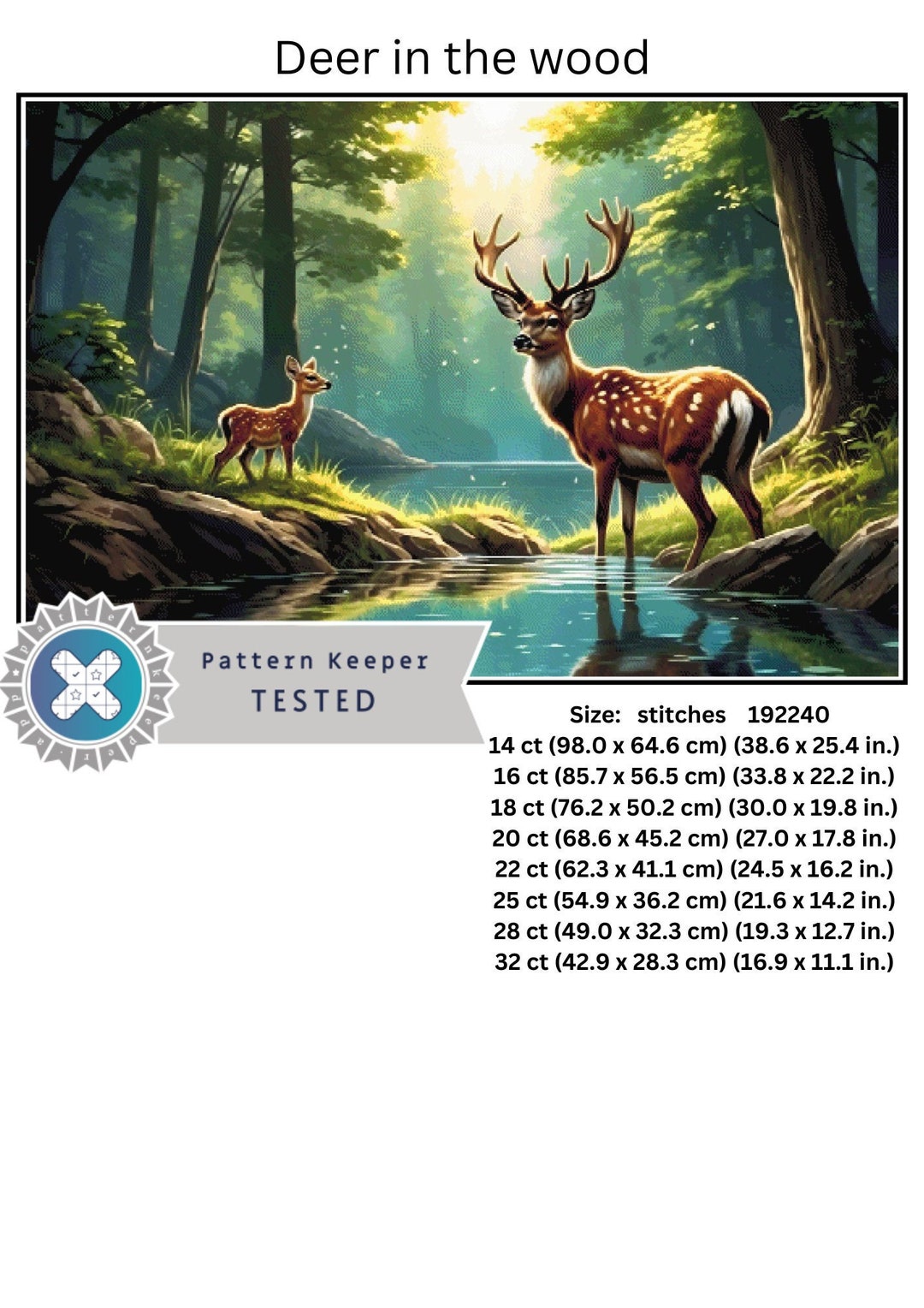 Deer in the Woods Cross Stitch Pattern Full Coverage. Instant Download ...