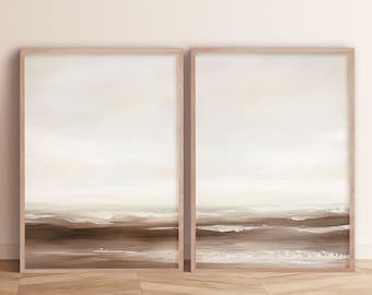 Beige Abstract Landscape Print Set: Wabi Sabi Modern Art (Digital Download)