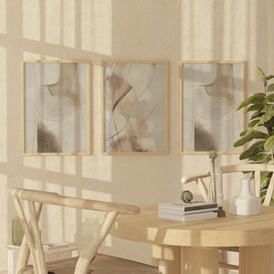 Minimalist Abstract Art Prints: Beige Neutral Gallery Wall Set (Digital Download)