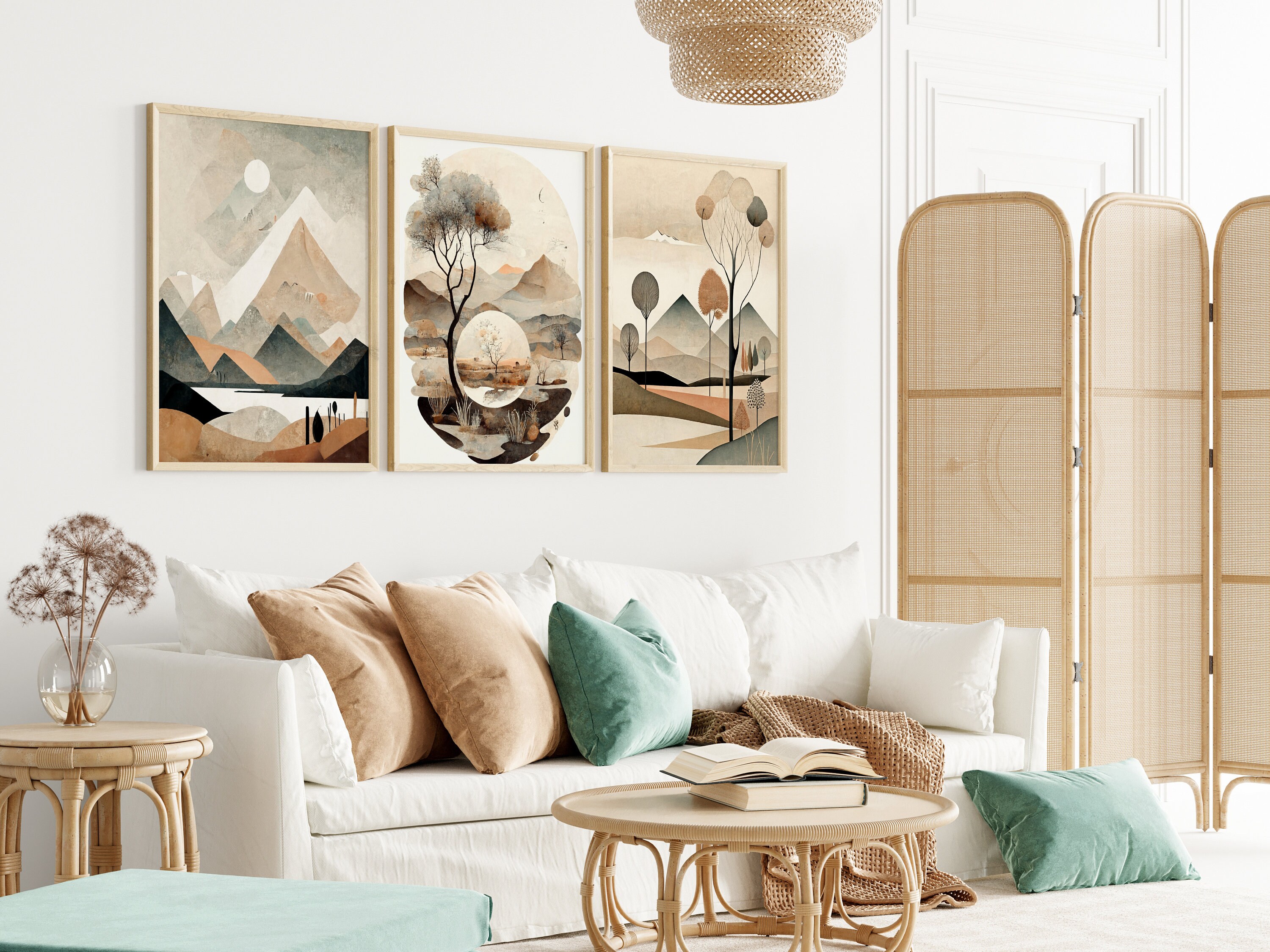 Boho Paintings Set of 6 Boho Wall Decor Boho Chic Livingroom - Etsy