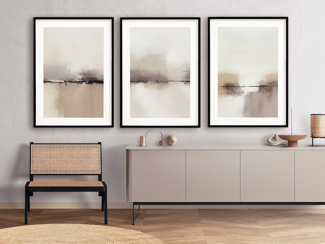 Minimalist Neutral Abstract Printable Wall Art Set of 3, Gallery Wall ...