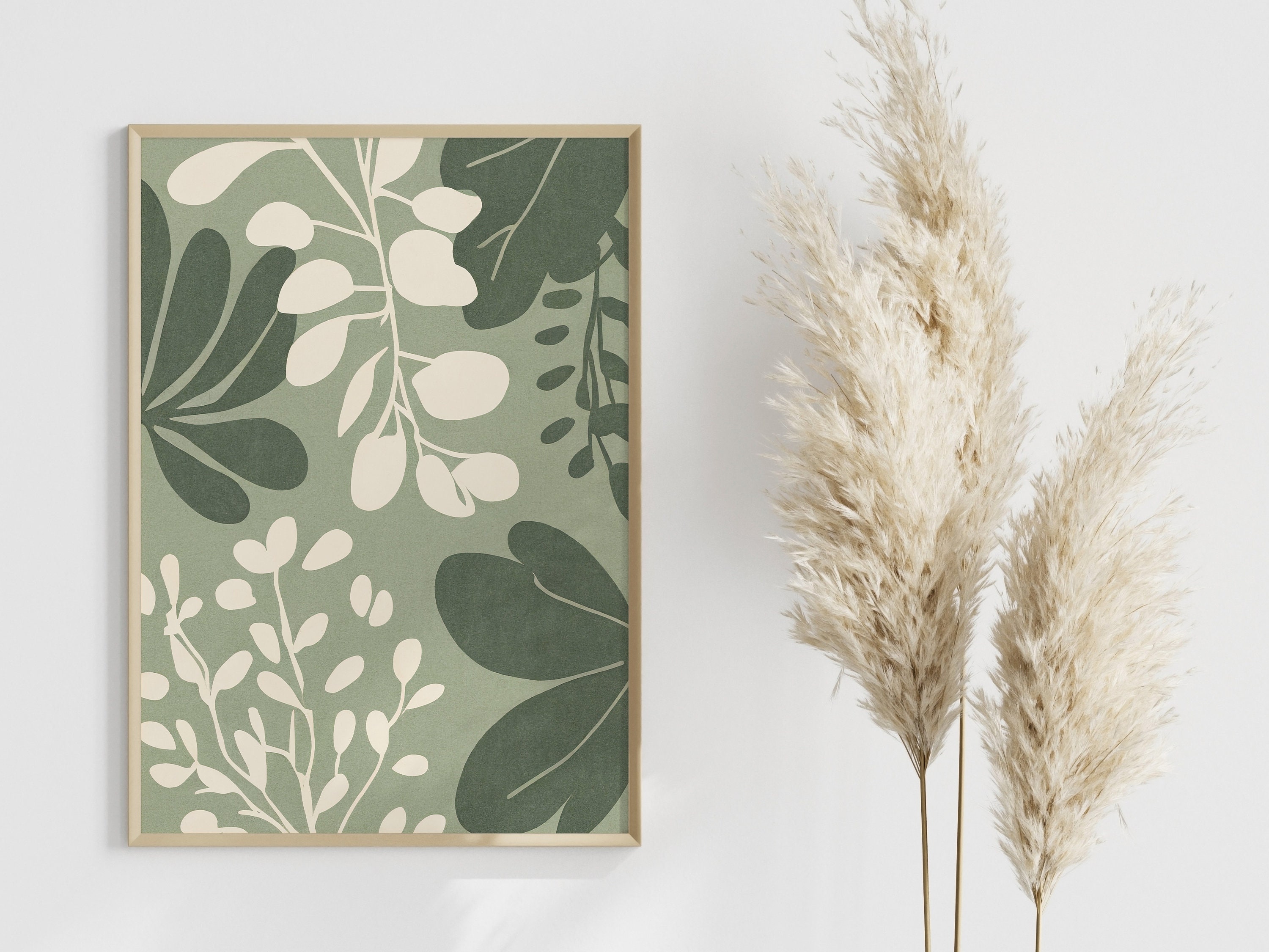 Abstract Art Print Sage Green, Sage Green Wall Art Matisse, Sage Green