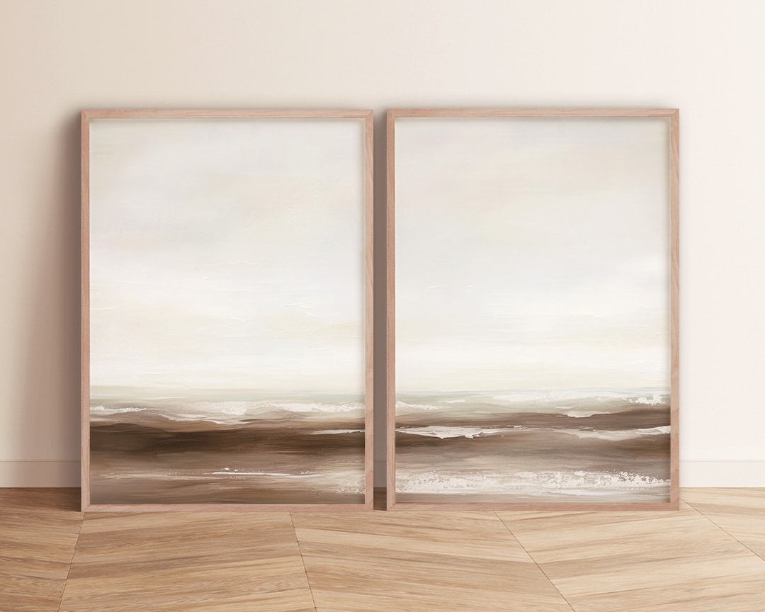 Beige Wabi Sabi Abstract Gallery Wall Art Set of 2 Neutral Landscape ...