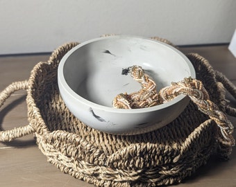 Bowl - Minimalist Concrete Bowl -  8” - Catch All Dish - Modern Bowl - Large Cement - Centerpiece Decor - Decorative Bowl - Marble colored
