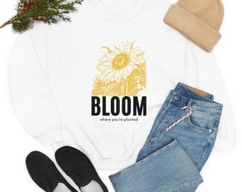 BLOOM SWEATSHIRT, SUNFLOWER Sweatshirt, Crewneck Bloom, It Ends With us, Botanical Sweatshirt, Bloom Heavy Blend Crew Neck Sweatshirt Unisex