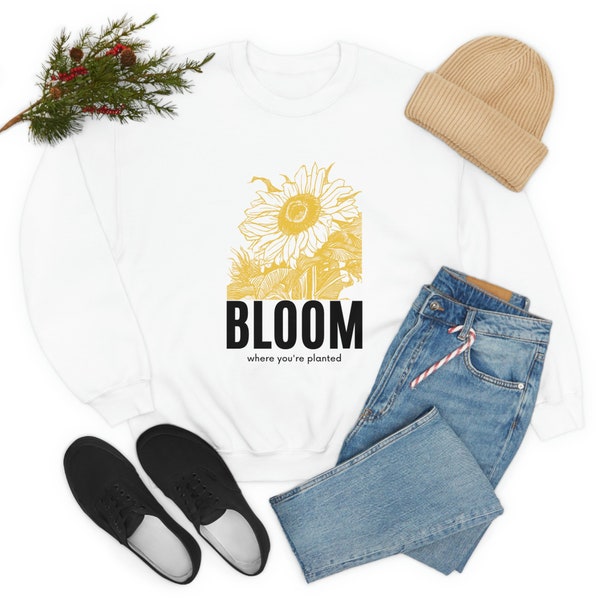 BLOOM SWEATSHIRT, SUNFLOWER Sweatshirt, Crewneck Bloom, It Ends With us, Botanical Sweatshirt, Bloom Heavy Blend Crew Neck Sweatshirt Unisex