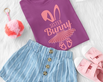 SISTER BUNNY SHIRT, Big Sister Shirt,Toddler Easter Shirt, Bunny Foot Shirt, Get into Easter style with the Sitter Bunny T-Shirt with Sister