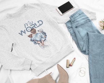 MY WORLD Mother's Day SWEATSHIRT: Single Mom Gift, Boy Mom Sweatshirt, Cheer Mom Sweatshirt, Mom Gift, Strong Mom Mother's Day Sweatshirt