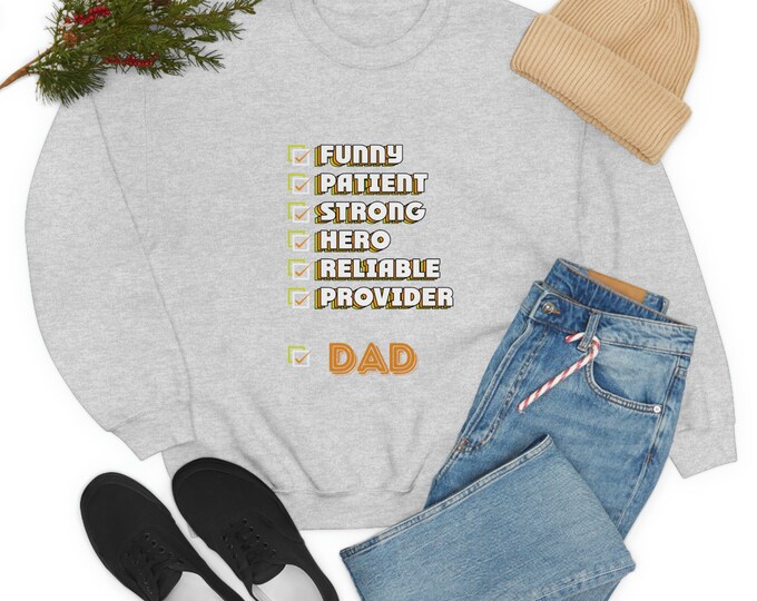 STRONG DAD CREWNECK, Patient Dad Crewneck, Funny Dad Crewneck, Father Day Crewneck, Papa Sweatshirt, Strong Hero Dad Unisex Sweatshirt