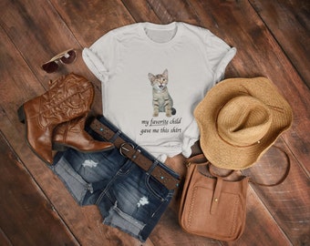 My Favorite Child Gave Me This Shirt, Cat Shirts, Cat owner shirt, cute cat bling eye print cat best for mother day gift