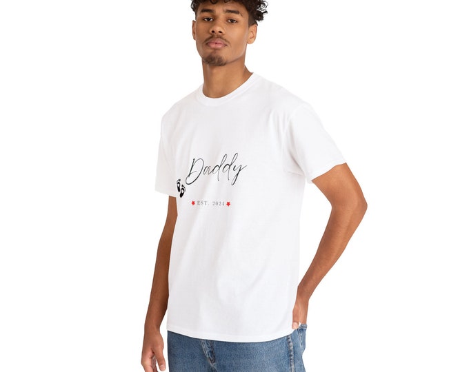 DADDY EST SHIRT, Dad Est, Promoted To Daddy, Dad Est Shirt, Promoted To Papa, Best Dad Ever Shirt,Daddy Unisex Heavy Cotton Shirt Father Day