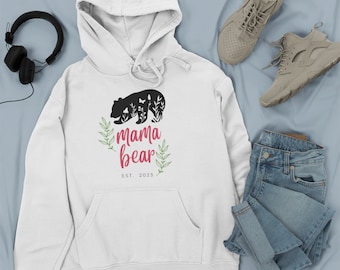 MAMA BEAR HOODIE: Bear Hoodie, First Time Mom Gift, Camping Hoodie, Mama Bear Shirt, Momma Bear, Floral Mama Bear Hoodie Best For Mom Gift