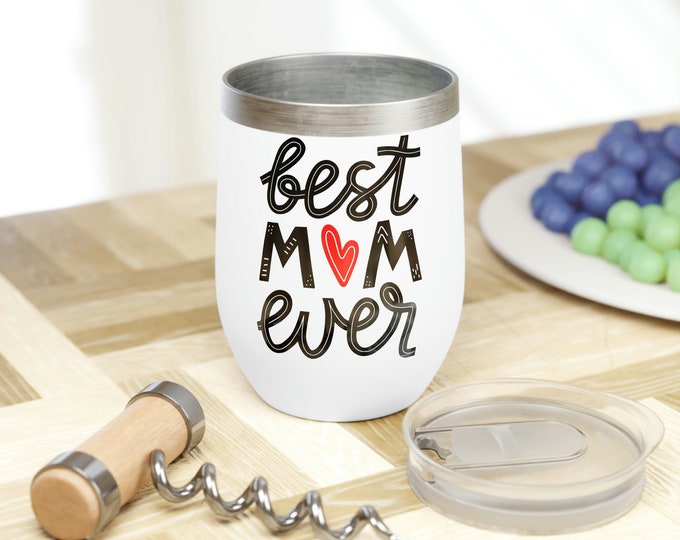 BEST MOM EVER: Mom Wine Tumbler, Mom Tumbler Wrap, Cheer Mom Tumbler, New Mom Gift Ideas, Mom Wine 12 Oz Tumbler Mom Gift, Mother's Day Gift
