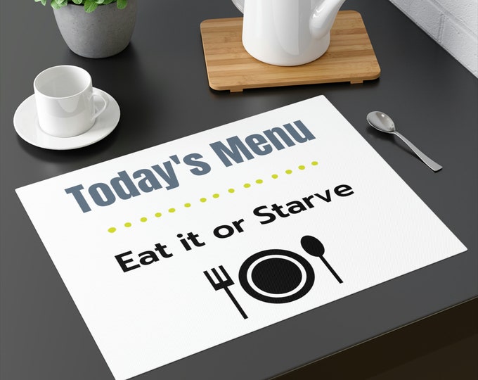 Today's Menu Eat It Or Starve: Montessori Placemat, Boho Placemats, toddler placemat, plastic placemats, Montessori  Today Menu Mat