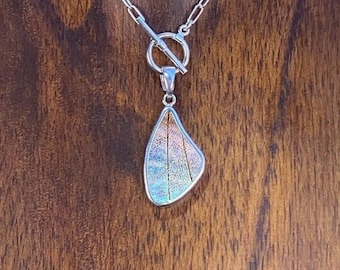 Large Real Morpho Sulkowskyi Butterfly Wing Necklace, Unique Handmade Sterling Silver Pendant Jewelry Gift For Mother's Day Wife Girlfriend
