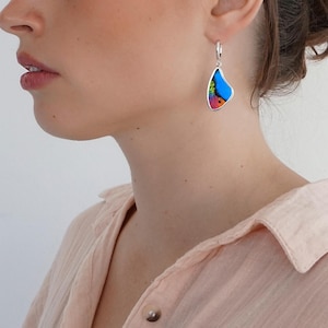 Large Real Butterfly Wing Earrings | Morpho & Sunset Moth Jewelry with Leverbacks | Sterling Silver Bold Nature Dangle | Birthday Gift Idea