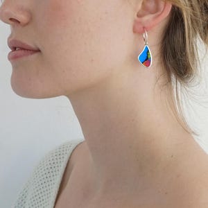 Real Butterfly Wing Earrings with Endless Hoops | Blue Morpho & Sunset Moth Jewelry | Sterling Silver Nature Dangles | Colorful Gift Idea