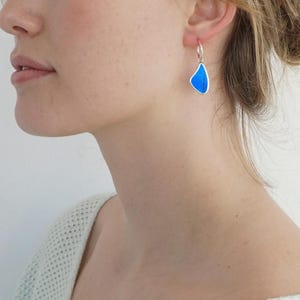 Morpho Small Butterfly Wing Pendant on Endless Hoop Artisan Earrings, Unique Butterfly Jewelry Gift for Her, Minimalist Boho Huggie Hoops