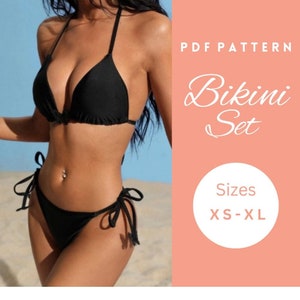 Bikini Set Sewing Pattern, Side Tie Bikini Sewing Pattern, Top and Bottoms