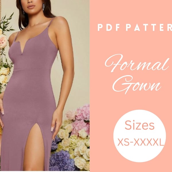 Formal Gown Sewing Pattern, Gown Sewing Pattern, Easy Instructions, Quick PDF Download