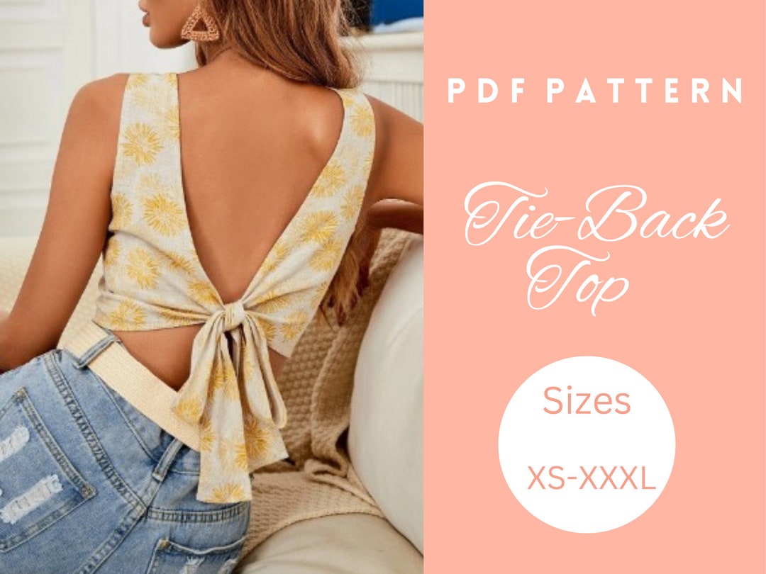 Tie Back Top Sewing Pattern Tie Top Sewing Pattern PDF Etsy New Zealand