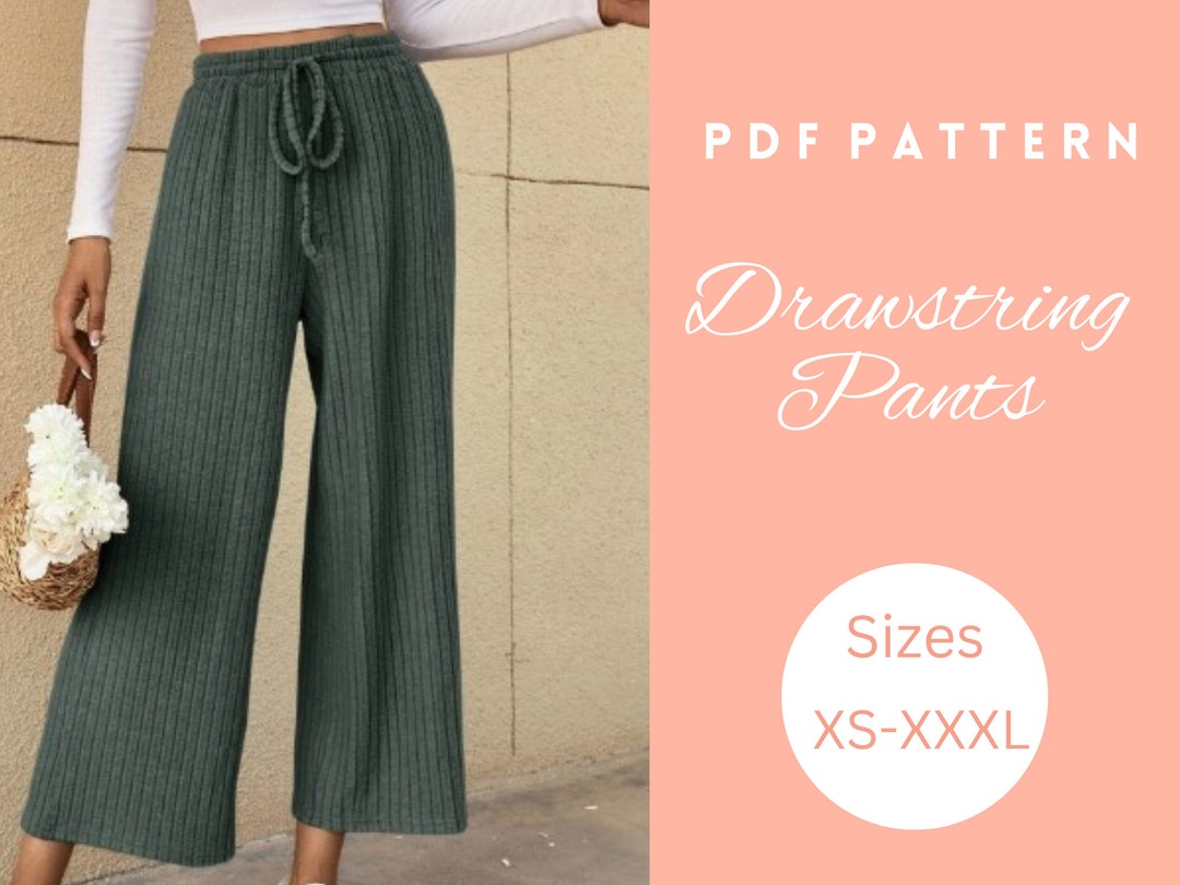 Drawstring Pants Sewing Pattern, Pants Sewing Pattern, Drawstring Pants ...