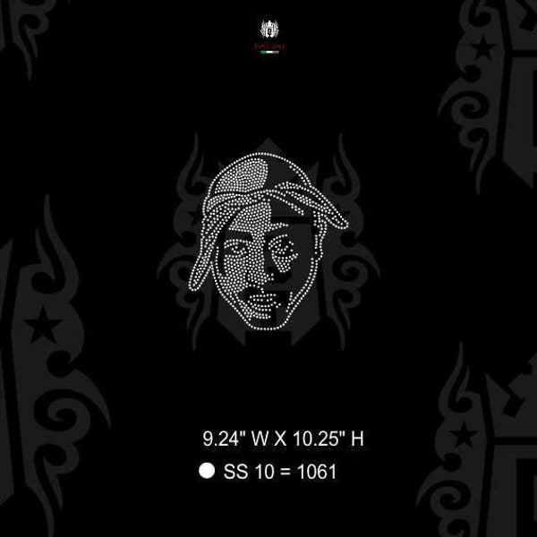 de Tupac pour portrait avec strass | Téléchargement numérique SVG