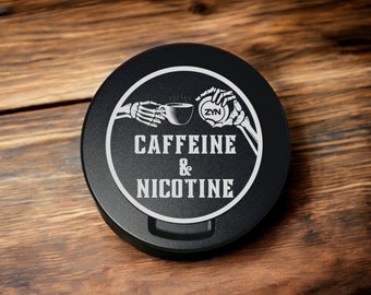 Caffeine and nicotine metal zyn can, zyn tin, custom snus container, tobacco, dip , gift for nicotine pouches