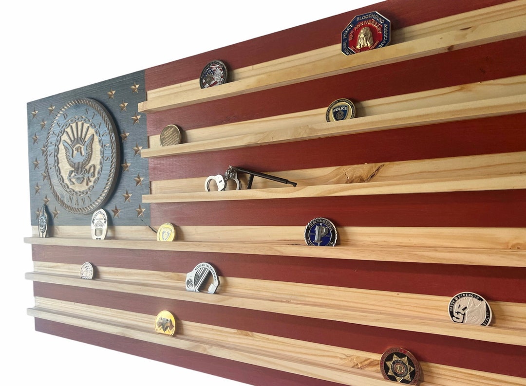 Flag With Challenge Coin Display Racks Etsy