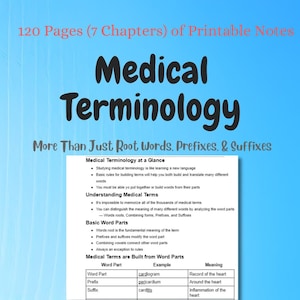 Medical Terminology Notes | 7 Chapters | Organized Printable Cheat Sheet | Nursing Study Guide | Digital Download