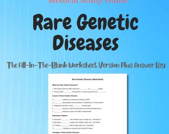 Rare Genetic Diseases Study Guide | Fill-In-The-Blank Worksheet w/ Answer Key | Printable Cheat Sheet | Digital Download