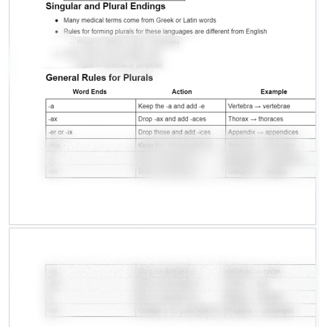 Medical Terminology Notes 7 Chapters Organized Printable Cheat Sheet ...