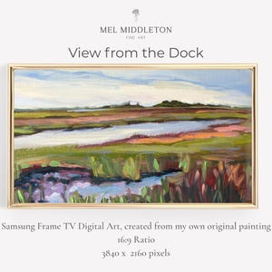 View from the Dock | Coastal Marsh Digital Art – Samsung Frame TV Download – Modern Coastal Wall Art for Smart TVs