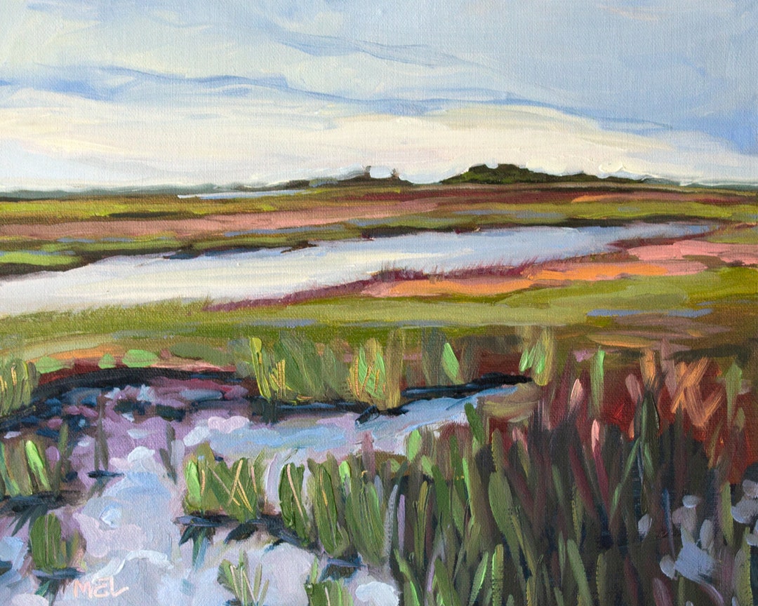 Coastal Landscape Art Marsh Painting Etsy