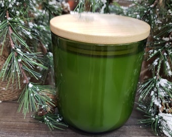 10 oz Wine Bottle Soy Candle with Bamboo Lid. Get 1 FREE soy melt of same scent with purchase.