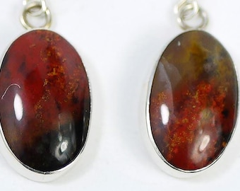 Sterling Silver Plume Agate Drop Earrings