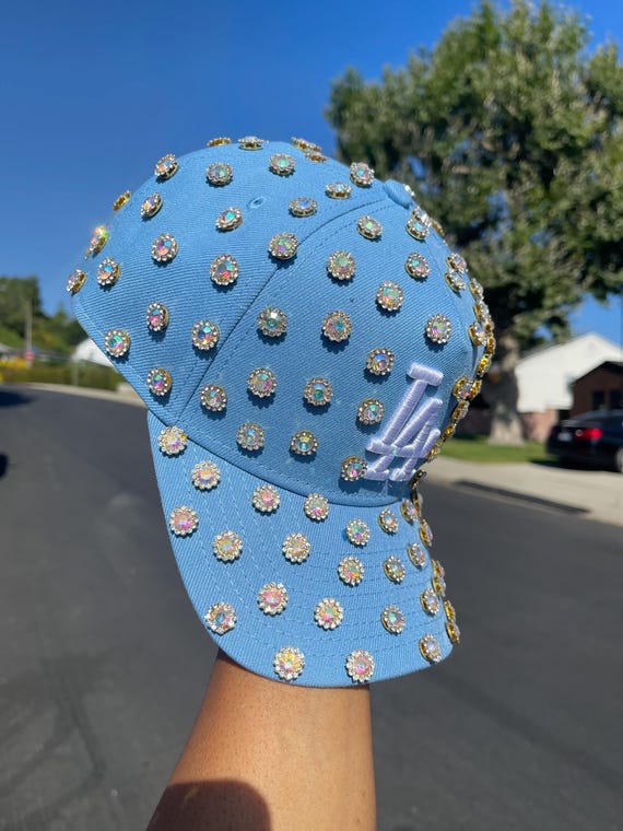 Navy Dollar Rhinestone Crystal Brimmed Baseball Cap Hat Fashion Bling Money Classic. Iconic. Untouchable. ?? Our Custom Bling Navy  main image 4