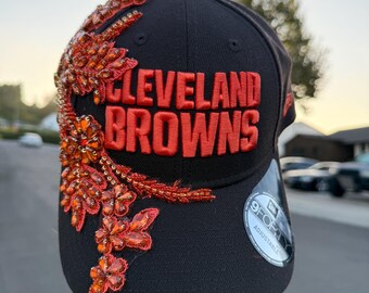 Bling Crystal Cleveland Browns Brown Adjustable Hat | NFL  display picture 2