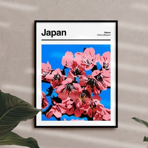 Japanische botanische Blumenkunst - Botanisches abstraktes Kunstplakat, Kirschblütenkunst, Sakura-Kunst, Japan-Wandkunst, japanisches Blumenmarktplakat