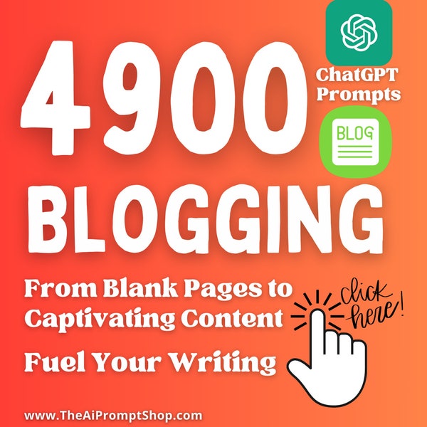 4900 ChatGPT Blogging Prompts | 41 Different Topics | AI | Digital Download | Instant Access